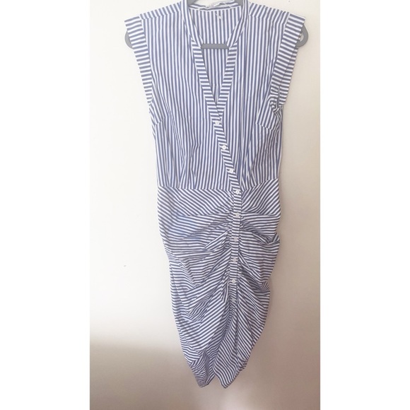 VERONICA BEARD
Blue & White Striped Ruched Shirtdress size 6 - Picture 4 of 5